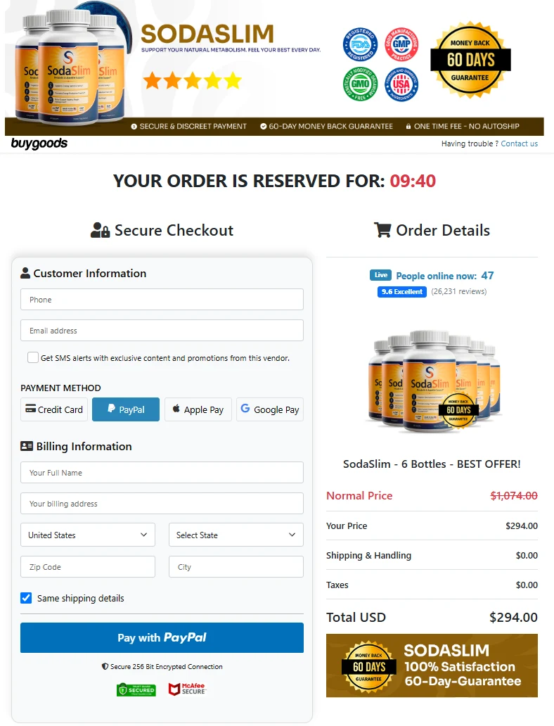 Sodaslim Checkout Page
